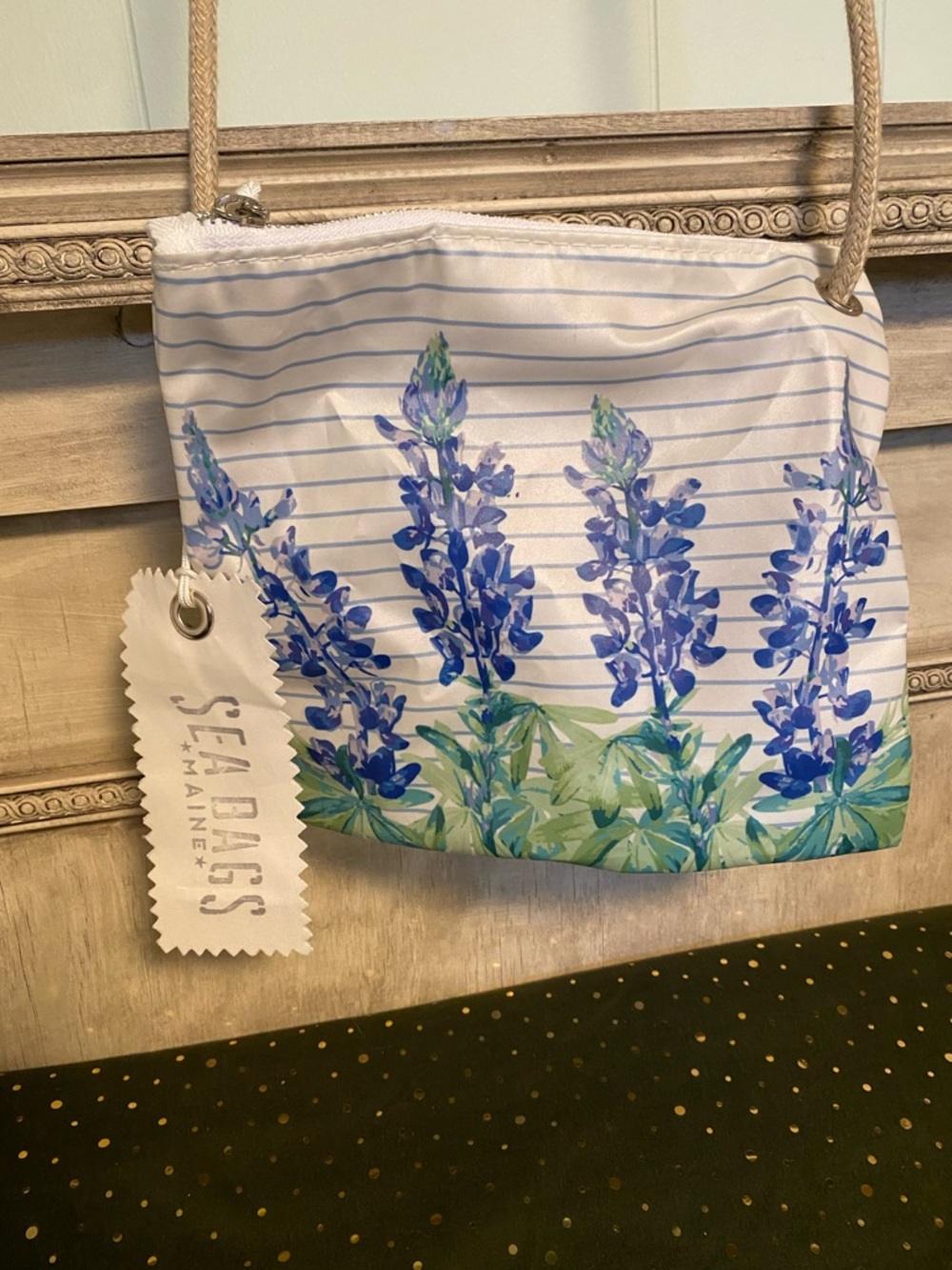 EUC Sea Bags Lupine Lavender Crossbody Bag Rope Strap - Picture 2 of 7